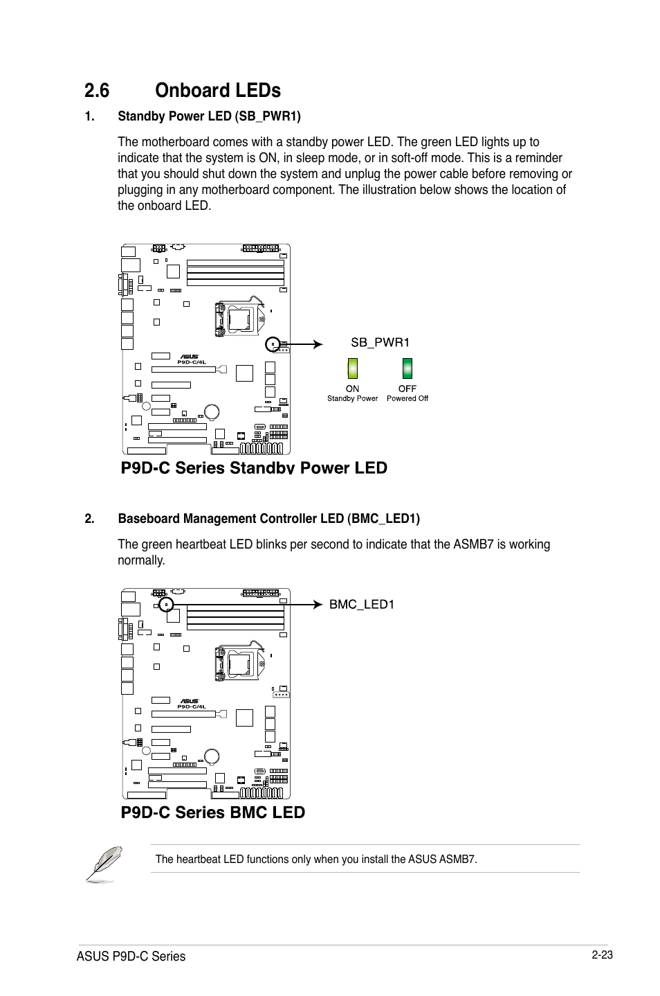 6 onboard leds, Onboard leds -23 | Asus P9D-C/4L User Manual | Page 43 / 160
