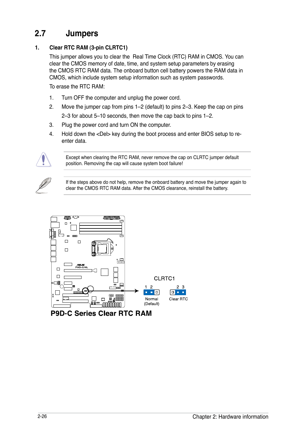 7 jumpers, Jumpers -26 | Asus P9D-C/4L User Manual | Page 46 / 160