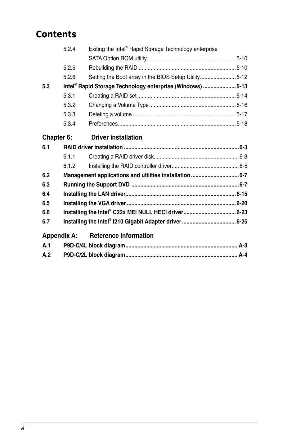 Asus P9D-C/4L User Manual | Page 6 / 160