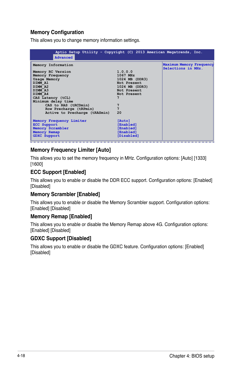 Ecc support [enabled, Gdxc support [disabled | Asus P9D-C/4L User Manual | Page 84 / 160