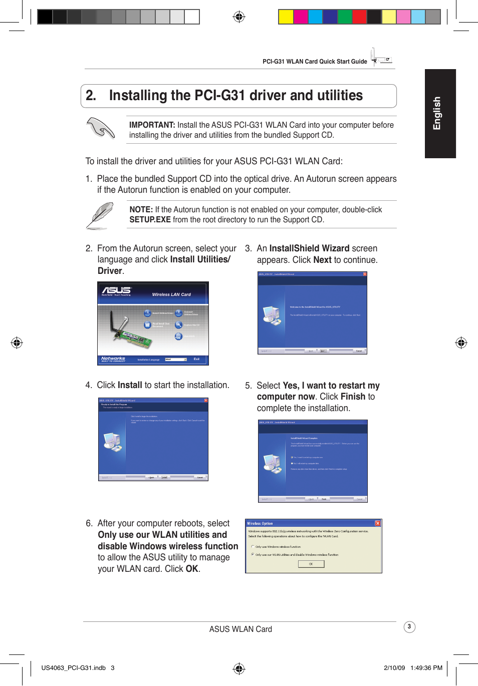  installingthepci-g31driverandutilities | Asus PCI-G31 User Manual | Page 7 / 19