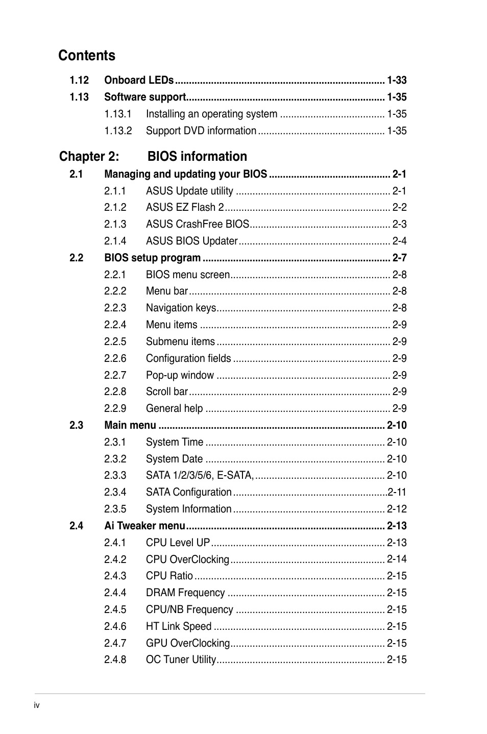 Asus M4A88TD-M EVO/USB3 User Manual | Page 4 / 80