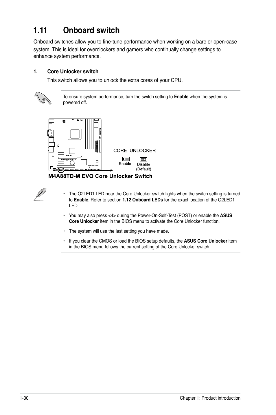 11 onboard switch, 11 onboard switch -30 | Asus M4A88TD-M EVO/USB3 User Manual | Page 42 / 80