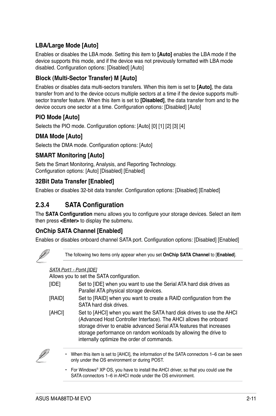 4 sata configuration, Sata configuration -11 | Asus M4A88TD-M EVO/USB3 User Manual | Page 59 / 80