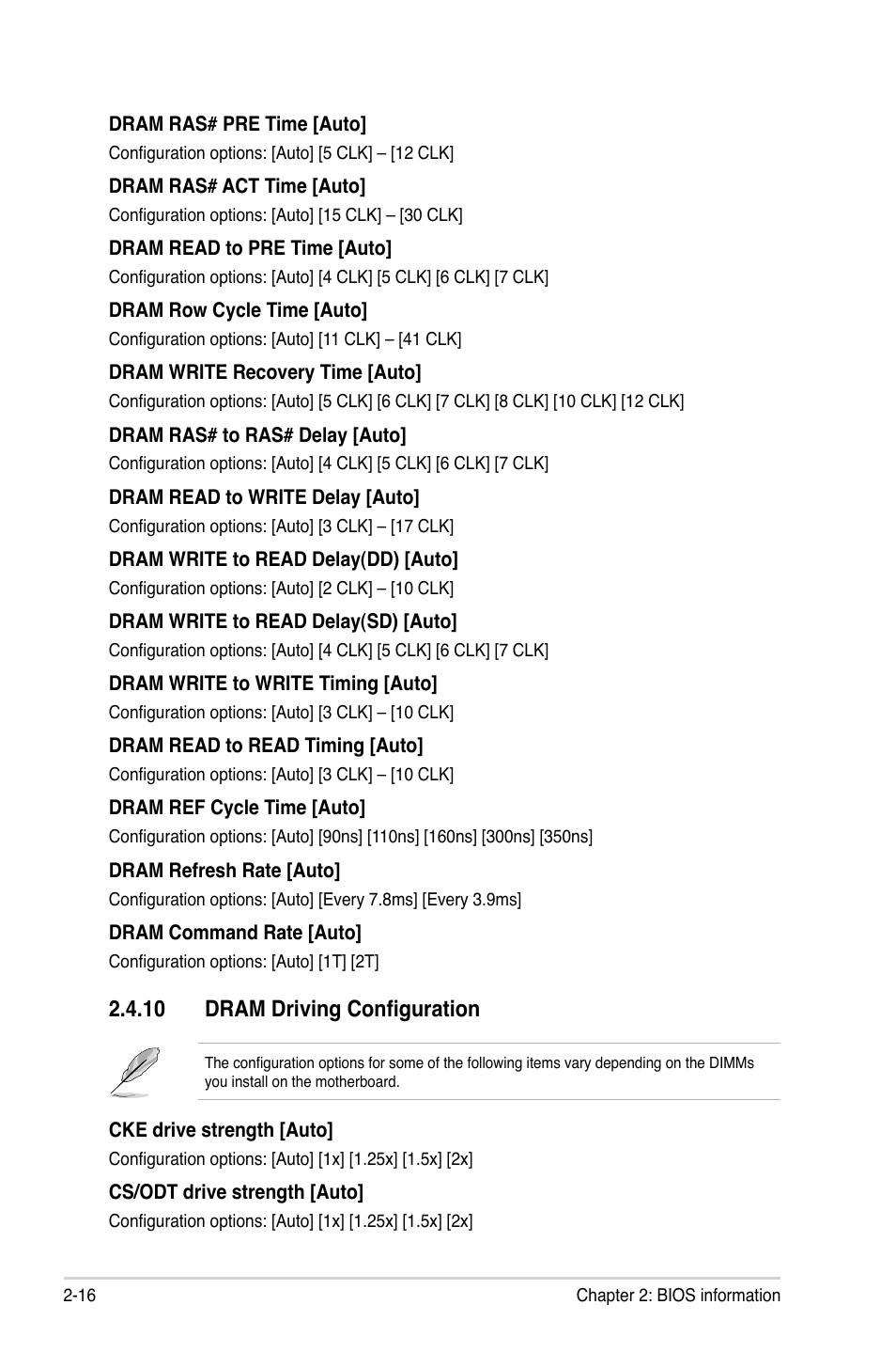 10 dram driving configuration, 10 dram driving configuration -16 | Asus M4A88TD-M EVO/USB3 User Manual | Page 64 / 80