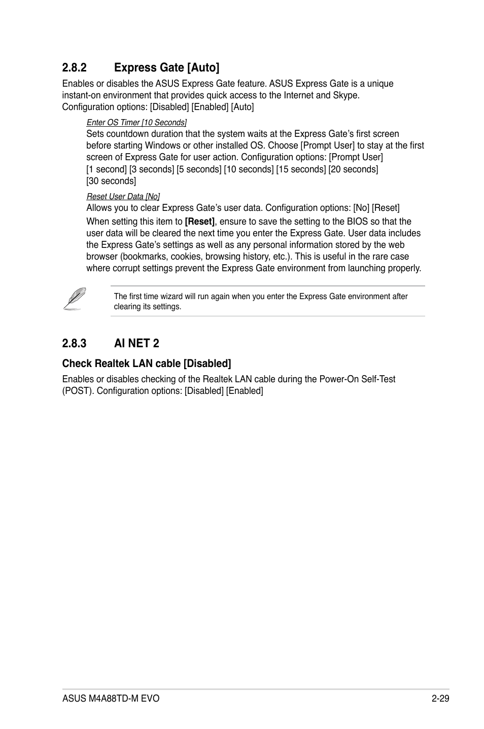 2 express gate, 3 ai net 2, Express gate -29 | Ai net 2 -29, 2 express gate [auto | Asus M4A88TD-M EVO/USB3 User Manual | Page 77 / 80