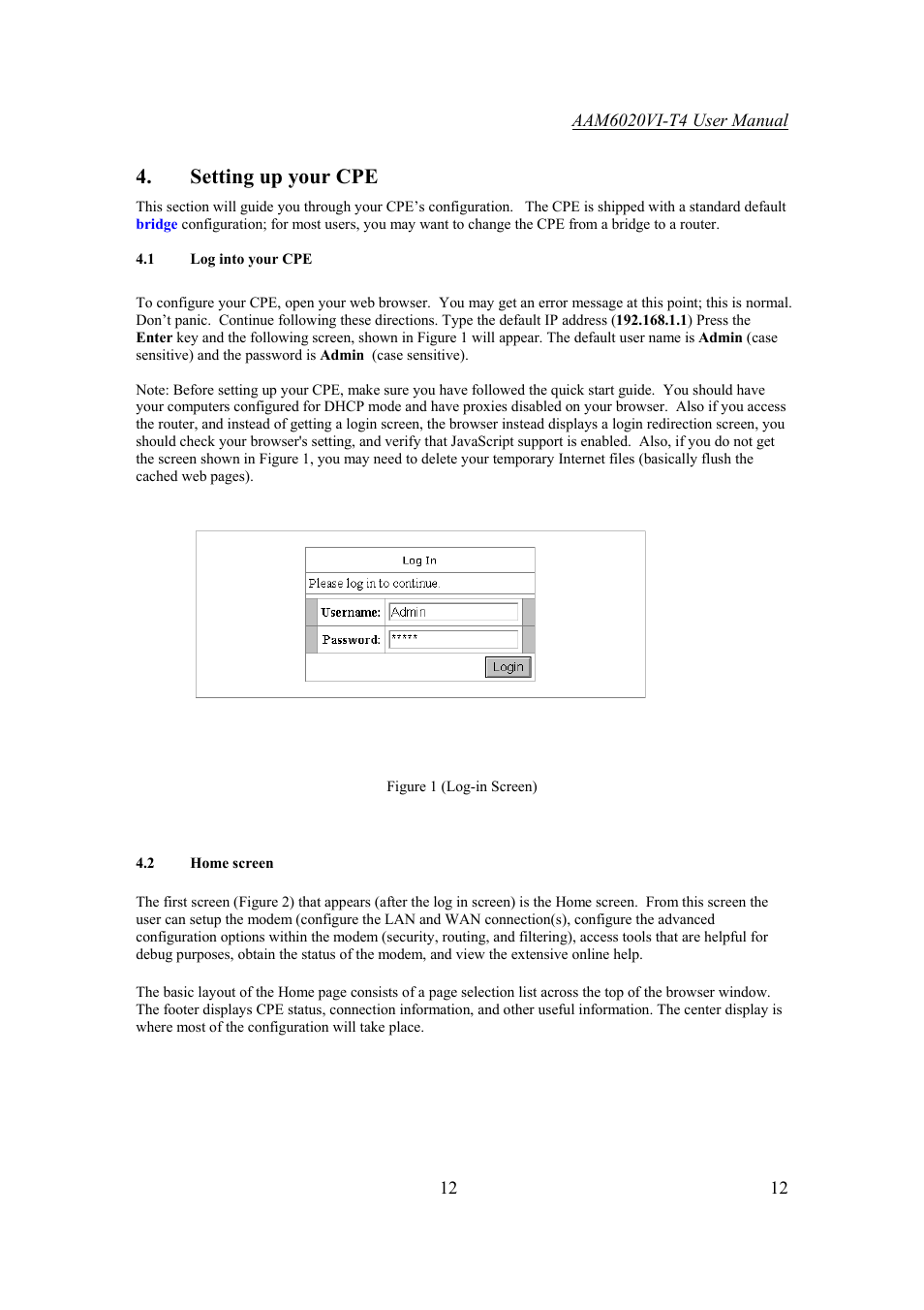 Setting up your cpe | Asus AAM6020VI-T4 User Manual | Page 12 / 40