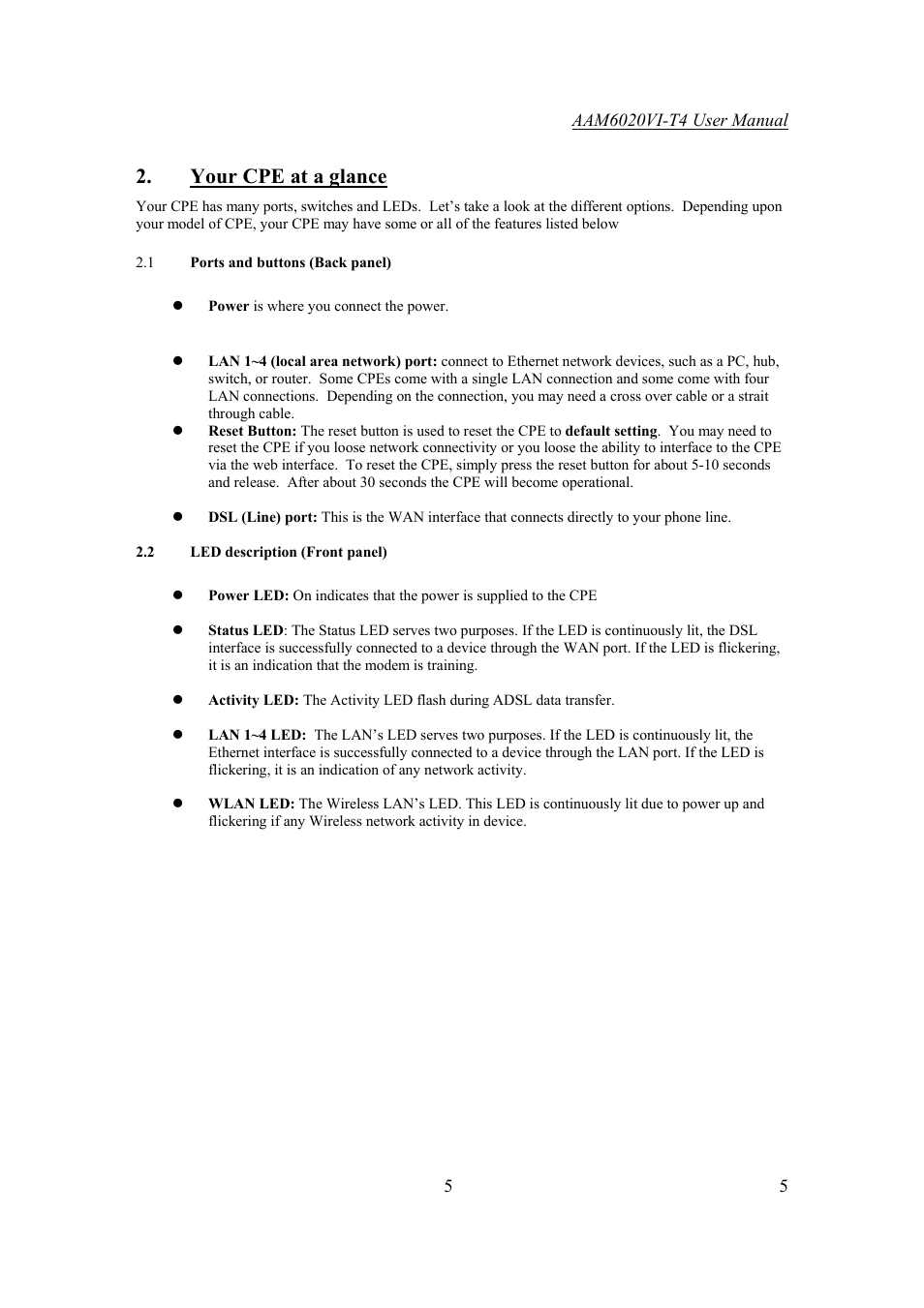 Your cpe at a glance | Asus AAM6020VI-T4 User Manual | Page 5 / 40