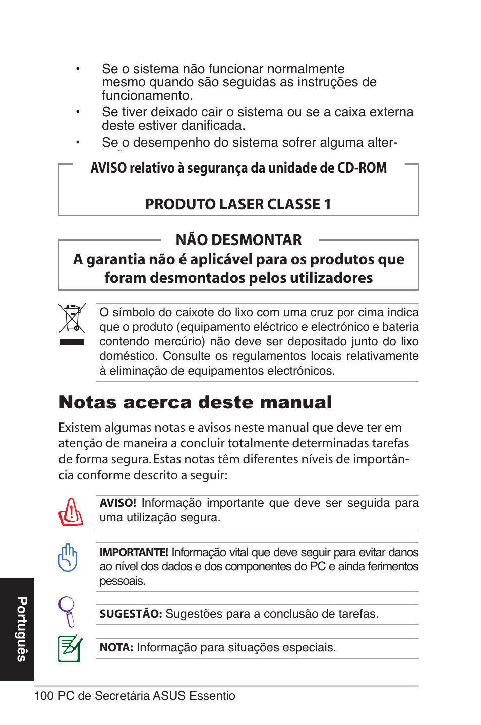 Notas acerca deste manual | Asus CM5570 User Manual | Page 100 / 200