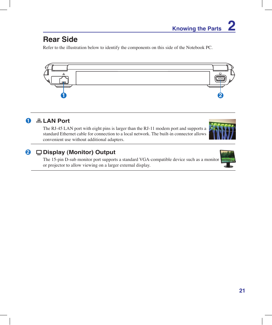 Rear side | Asus N20H User Manual | Page 21 / 91