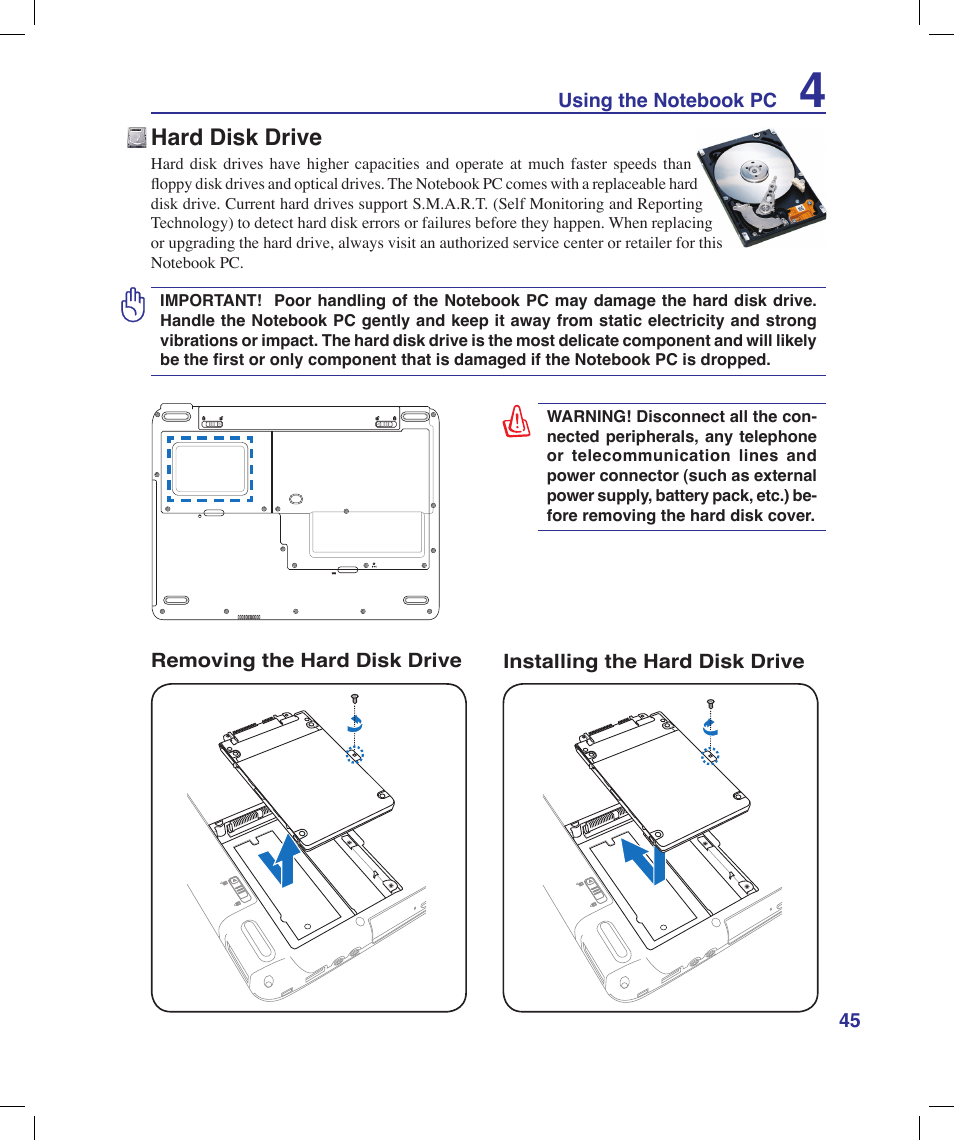 Hard disk drive | Asus N20H User Manual | Page 45 / 91