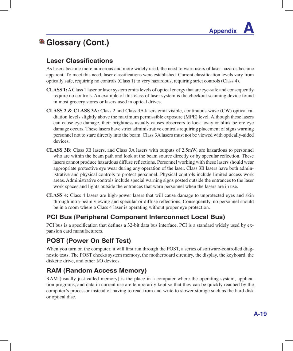 Glossary (cont.) | Asus N20H User Manual | Page 75 / 91