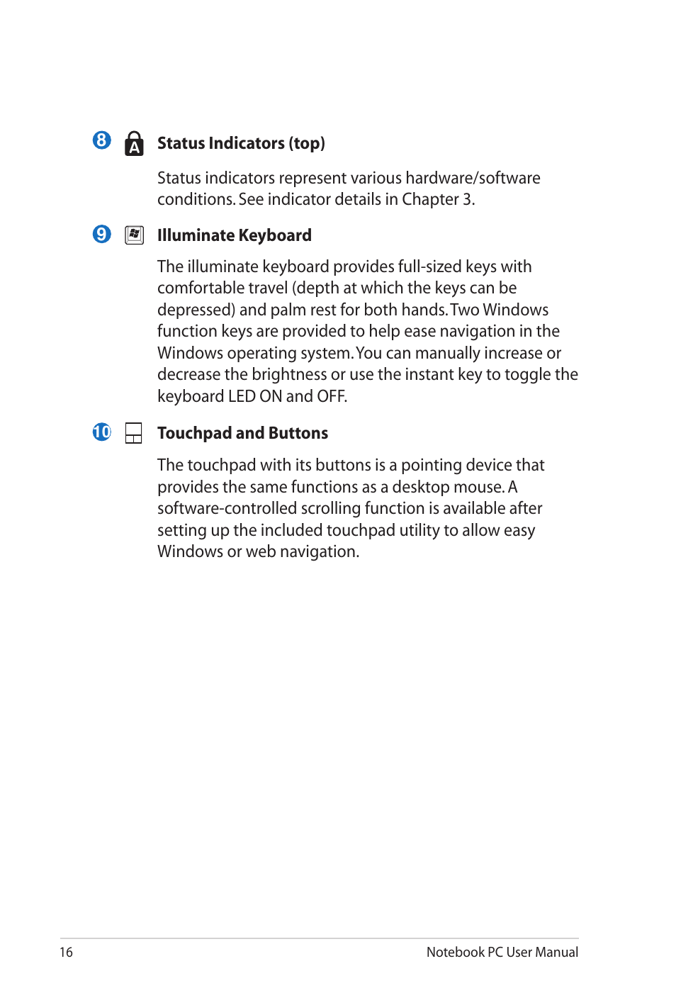 Asus G53JW User Manual | Page 16 / 116