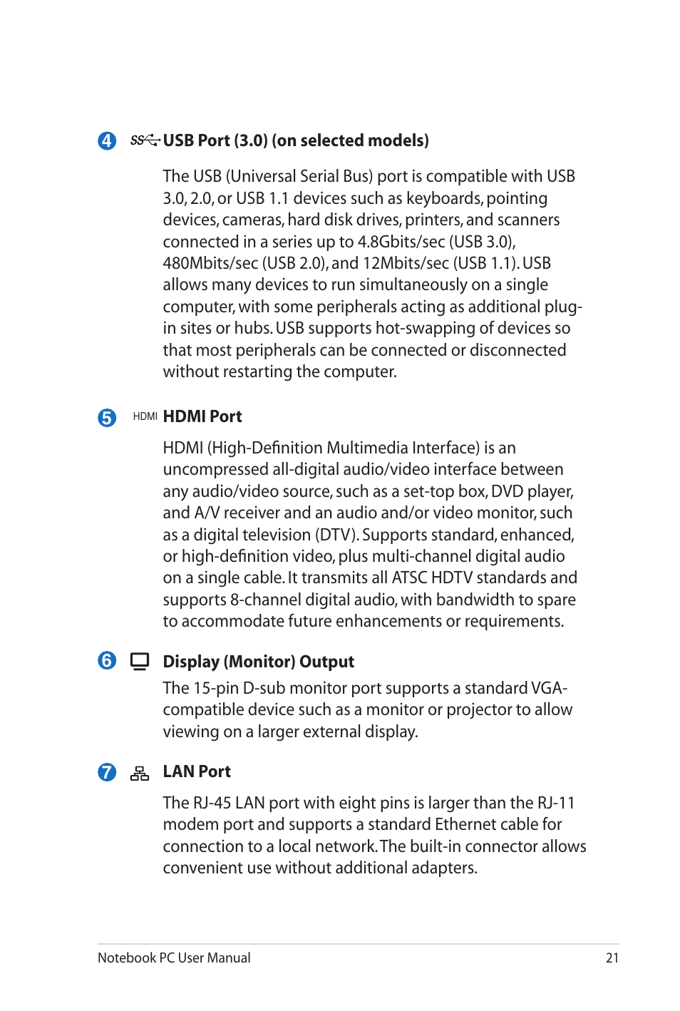 Asus G53JW User Manual | Page 21 / 116