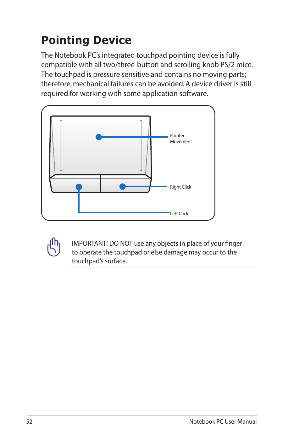 Pointing device | Asus G53JW User Manual | Page 52 / 116