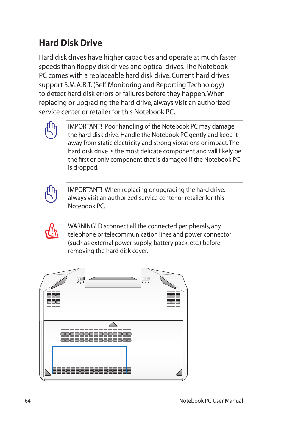 Hard disk drive | Asus G53JW User Manual | Page 64 / 116