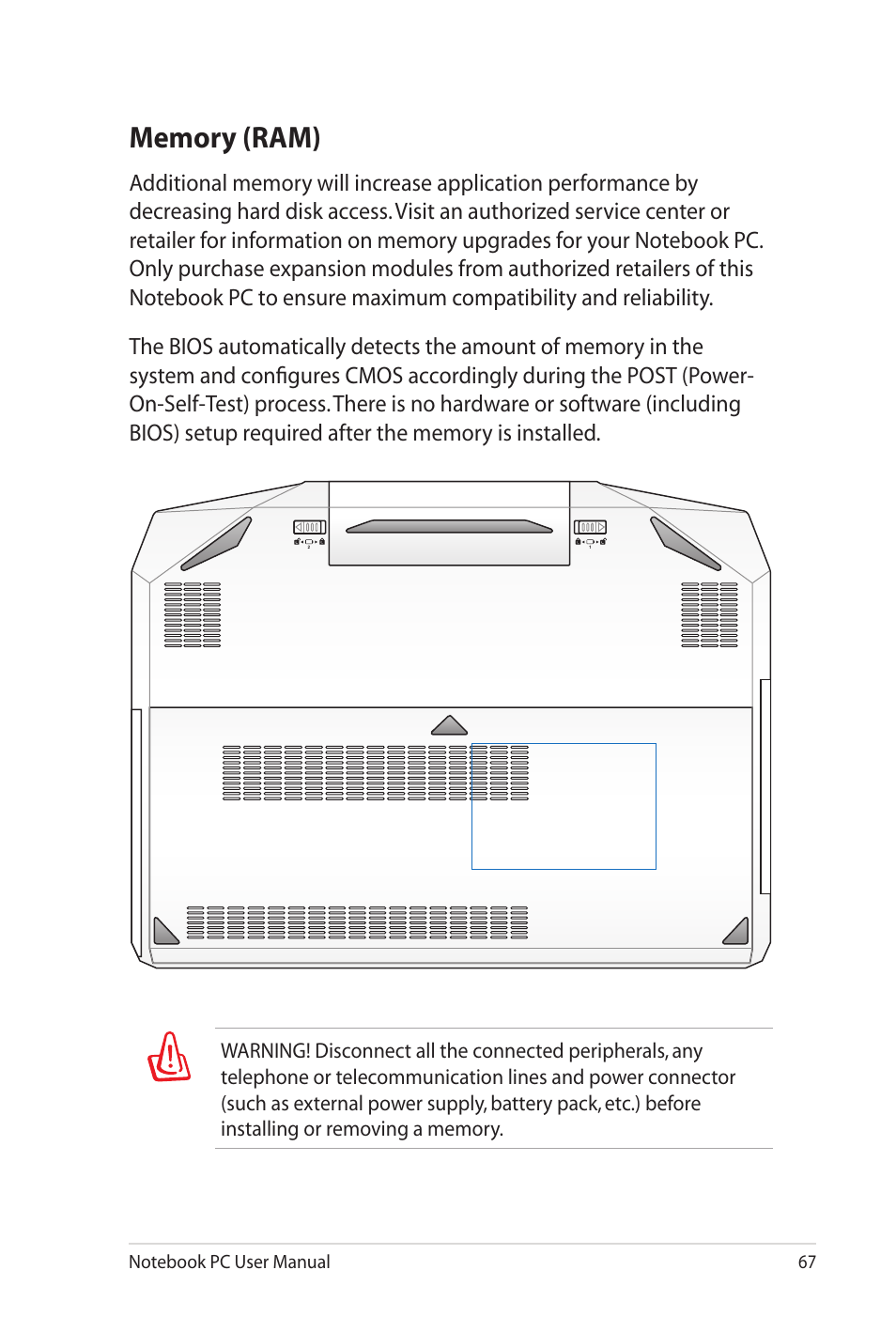 Memory (ram) | Asus G53JW User Manual | Page 67 / 116