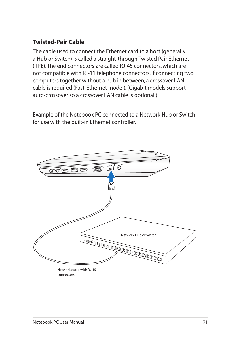 Twisted-pair cable | Asus G53JW User Manual | Page 71 / 116