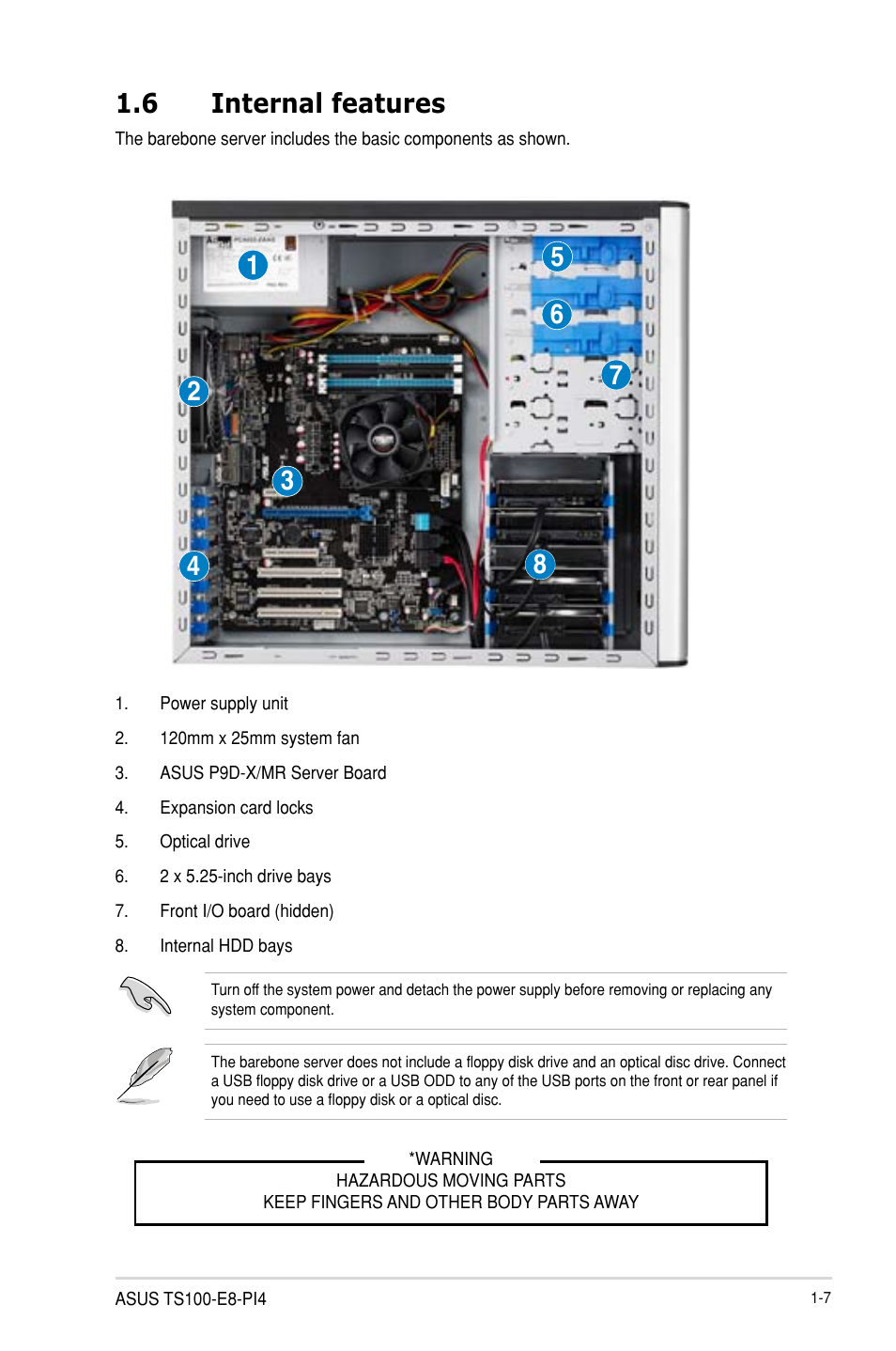6 internal features | Asus TS100-E8-PI4 User Manual | Page 19 / 142