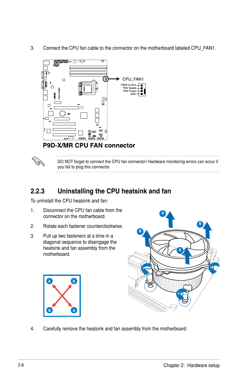 3 uninstalling the cpu heatsink and fan | Asus TS100-E8-PI4 User Manual | Page 28 / 142