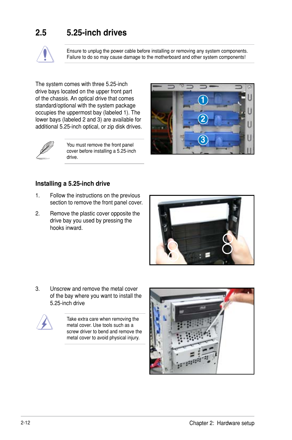 5 5.25-inch drives | Asus TS100-E8-PI4 User Manual | Page 32 / 142