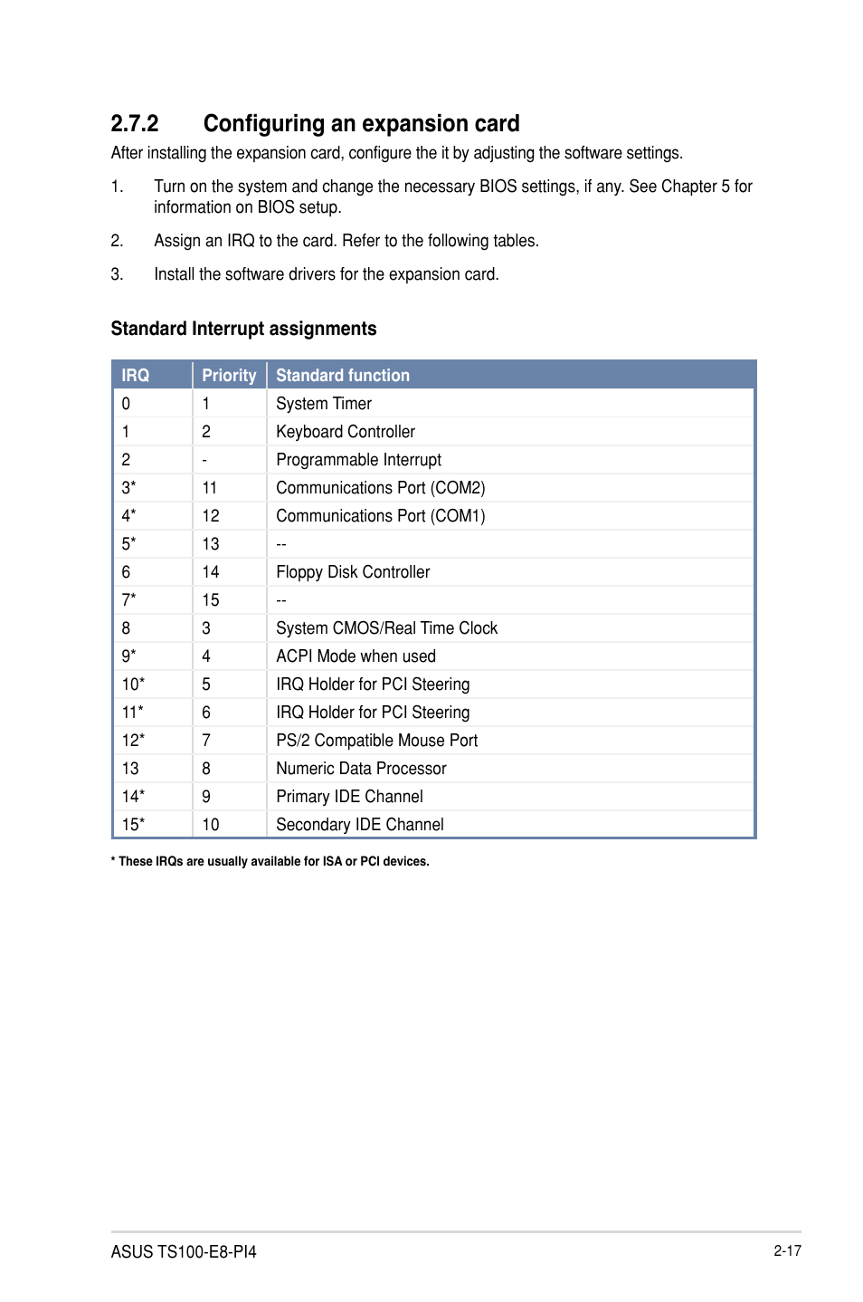 2 configuring an expansion card | Asus TS100-E8-PI4 User Manual | Page 37 / 142
