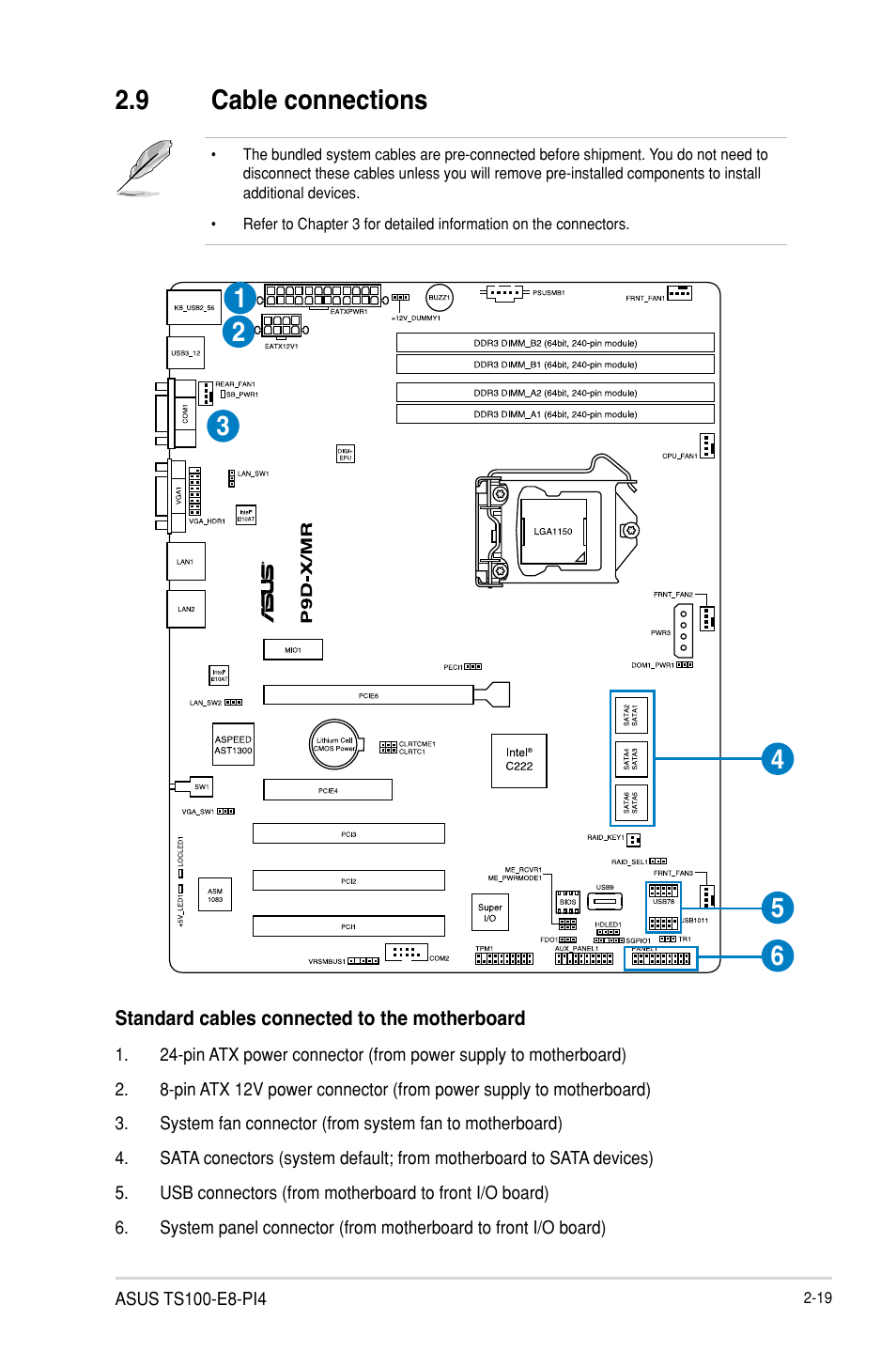 9 cable connections | Asus TS100-E8-PI4 User Manual | Page 39 / 142