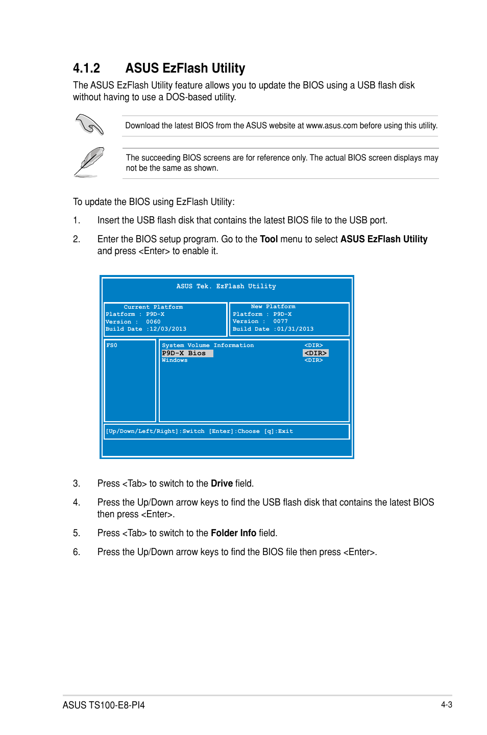 2 asus ezflash utility | Asus TS100-E8-PI4 User Manual | Page 57 / 142