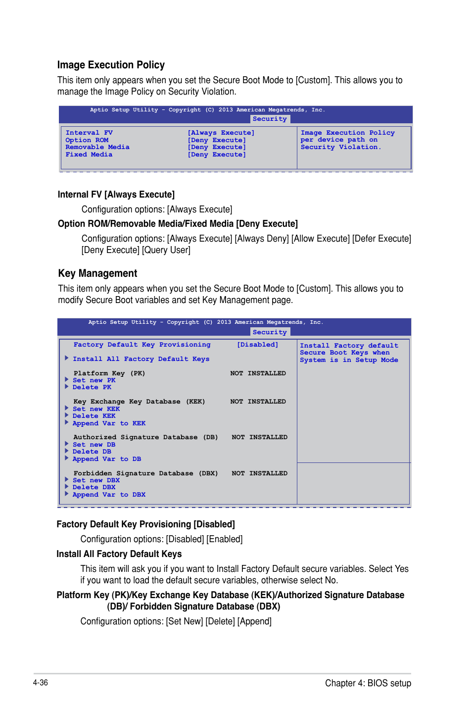 Key management, Image execution policy | Asus TS100-E8-PI4 User Manual | Page 90 / 142