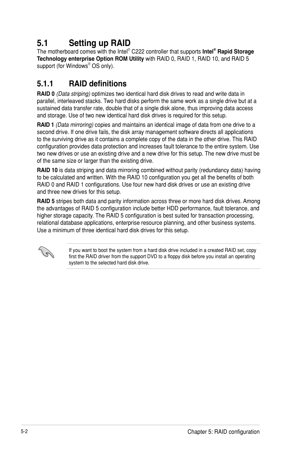 1 setting up raid, 1 raid definitions | Asus TS100-E8-PI4 User Manual | Page 94 / 142
