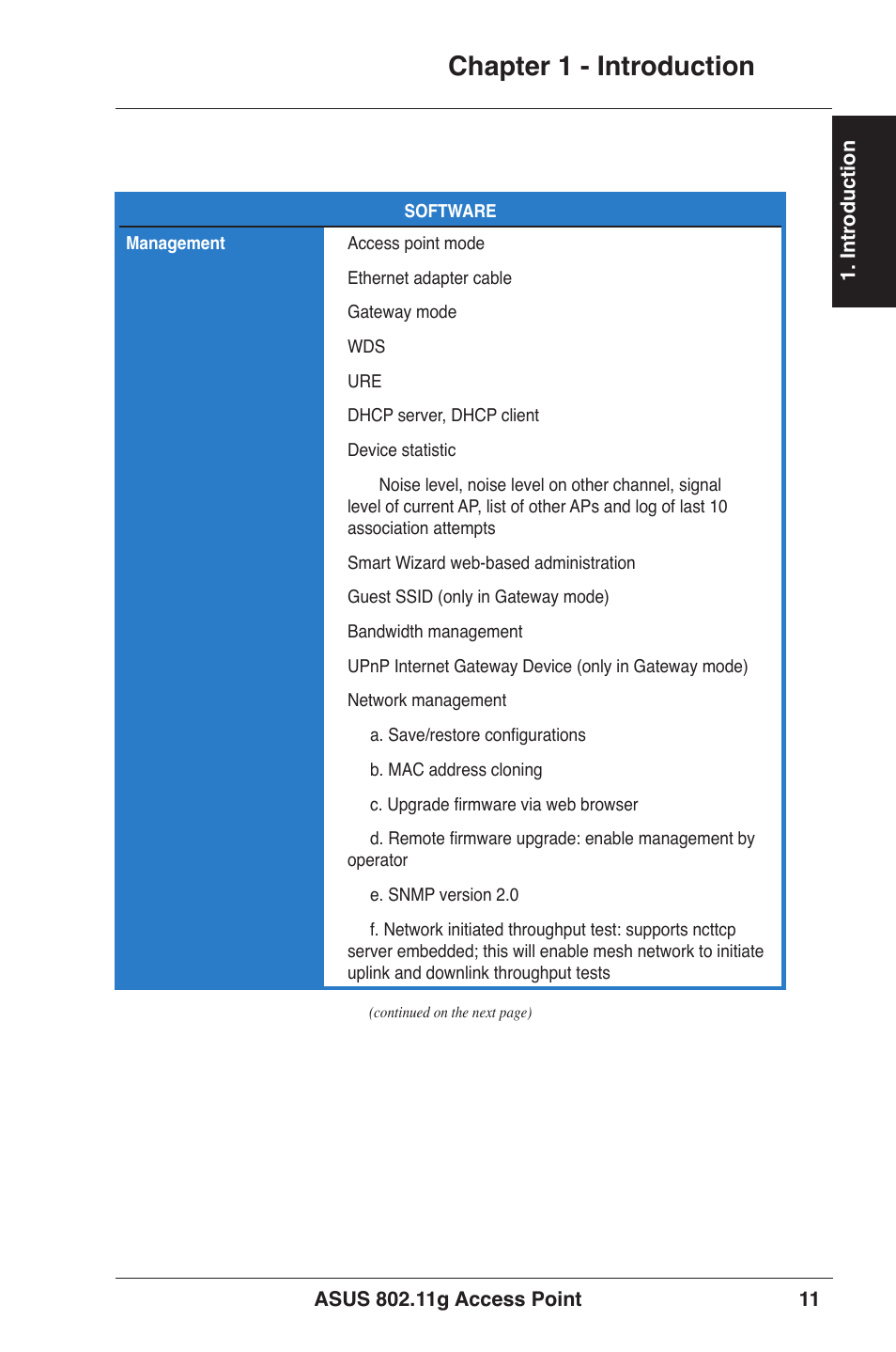 Chapter 1 - introduction | Asus WL-320gE User Manual | Page 11 / 77