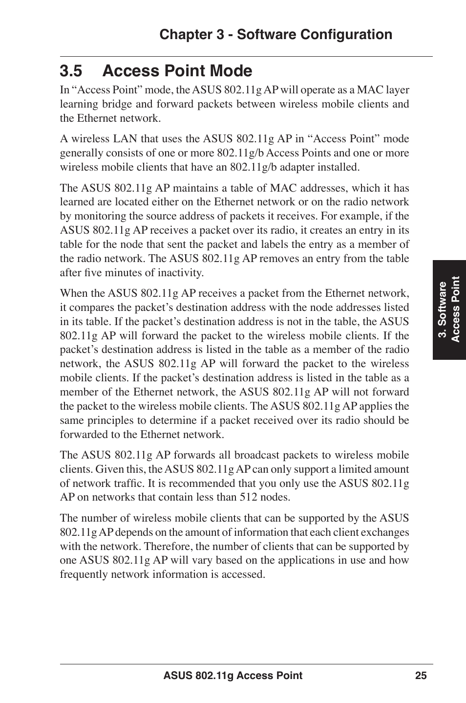 5 access point mode, Chapter 3 - software configuration | Asus WL-320gE User Manual | Page 25 / 77