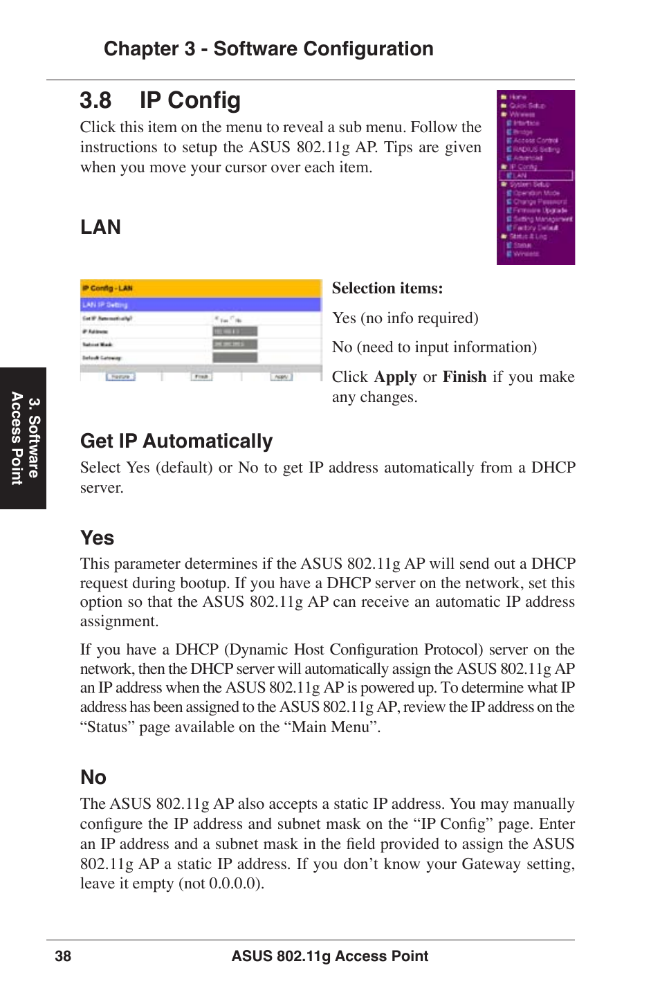 8 ip config | Asus WL-320gE User Manual | Page 38 / 77