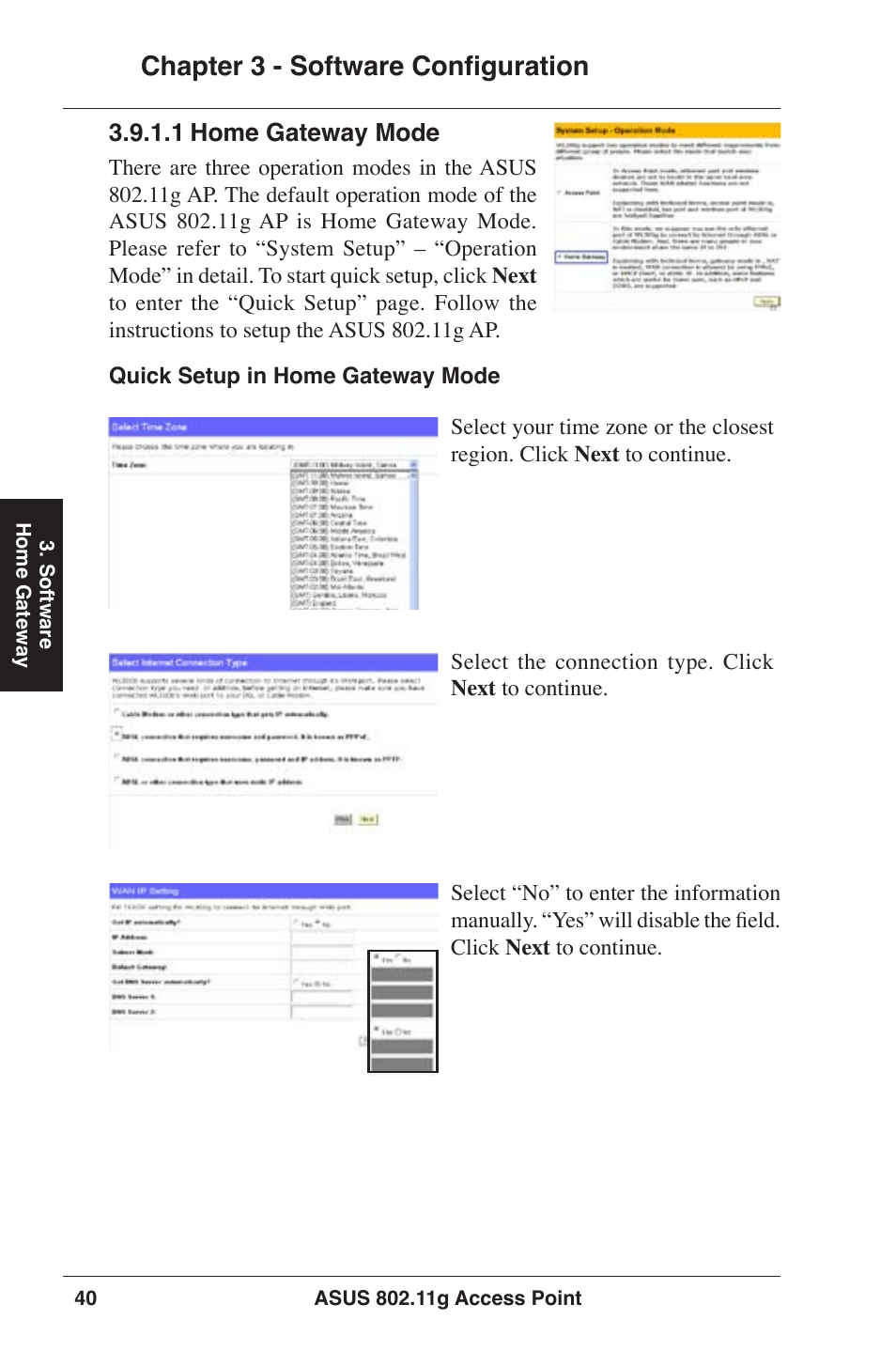 Chapter 3 - software configuration | Asus WL-320gE User Manual | Page 40 / 77