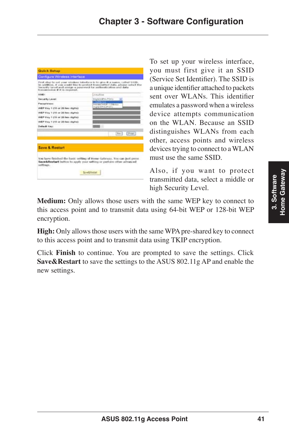 Chapter 3 - software configuration | Asus WL-320gE User Manual | Page 41 / 77