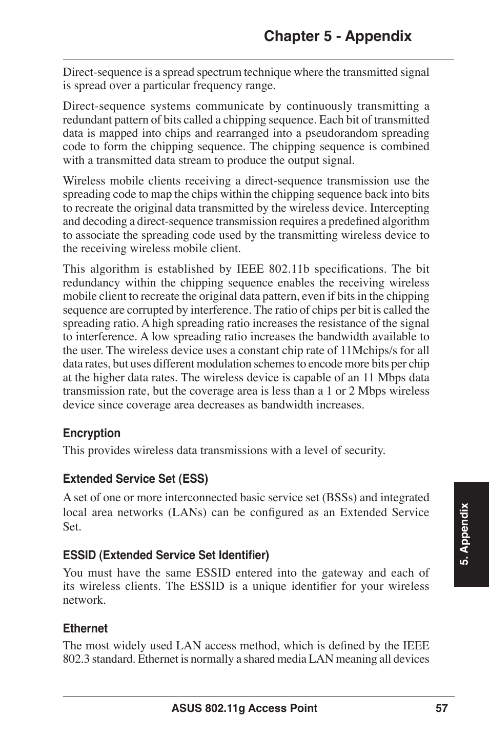 Chapter  - appendix | Asus WL-320gE User Manual | Page 57 / 77