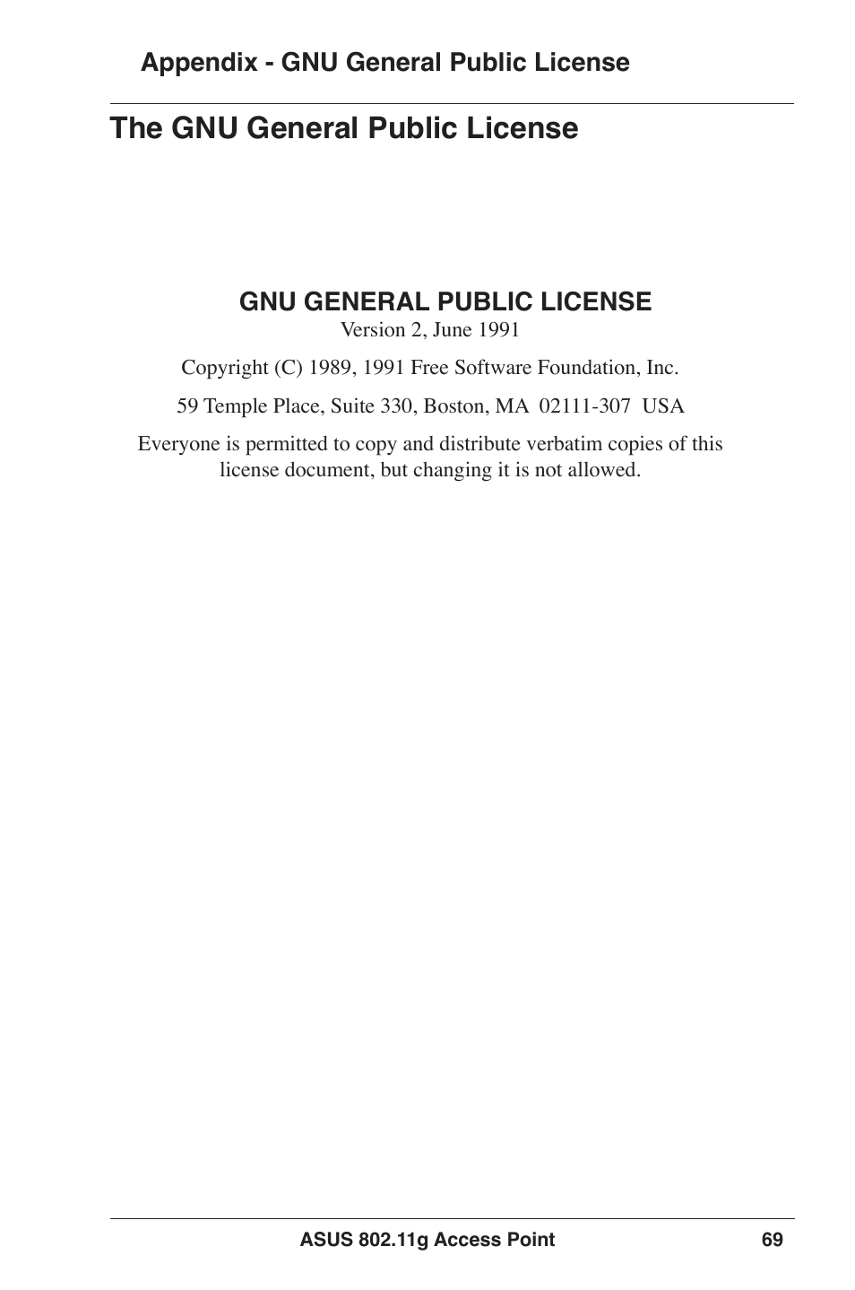 The gnu general public license | Asus WL-320gE User Manual | Page 69 / 77