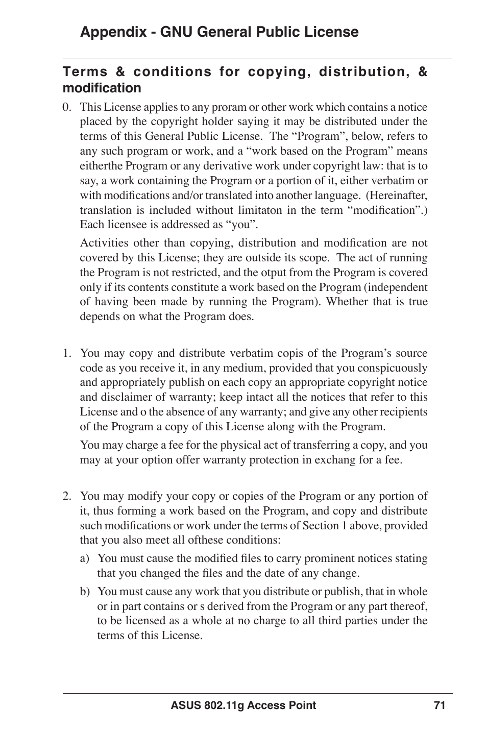 Appendix - gnu general public license | Asus WL-320gE User Manual | Page 71 / 77