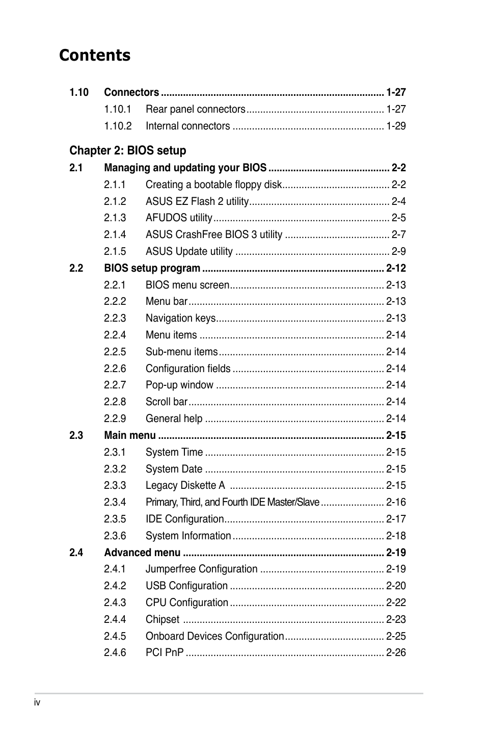 Asus P5KPL User Manual | Page 4 / 96