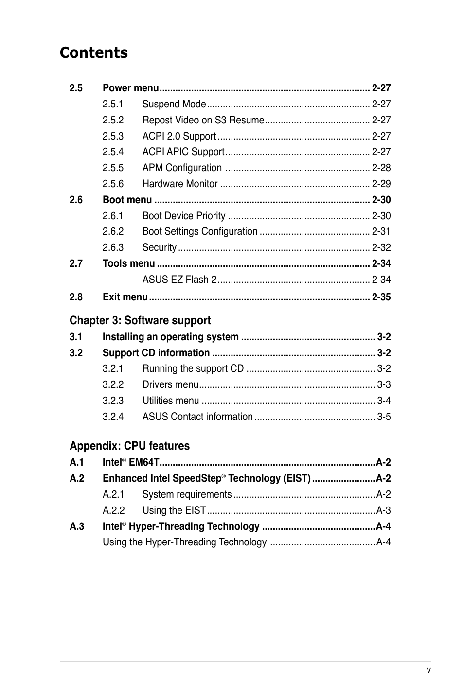 Asus P5KPL User Manual | Page 5 / 96