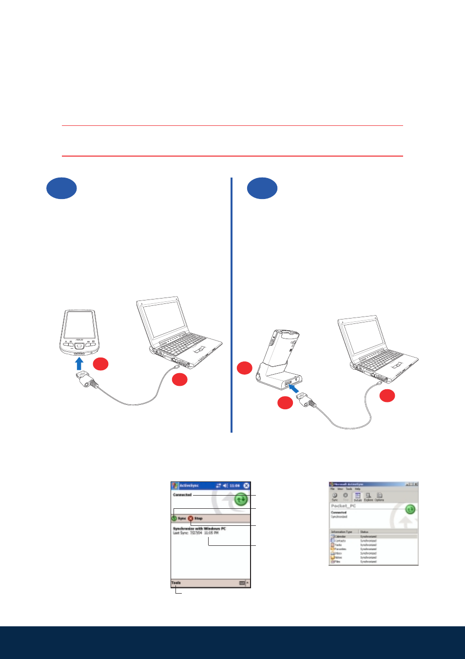 Synchronizing mypal, Without the cradle when using the cradle | Asus MyPal A730W User Manual | Page 4 / 6