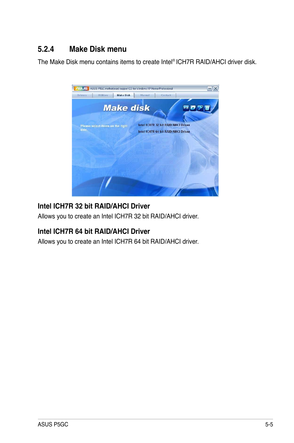 Make.disk.menu | Asus P5GC User Manual | Page 103 / 110