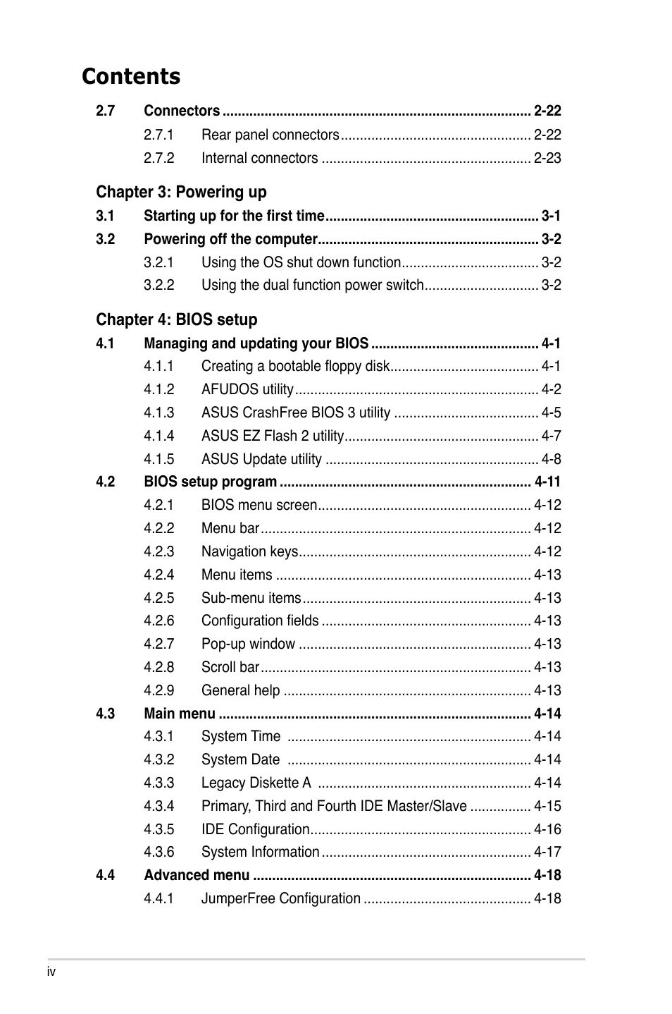 Asus P5GC User Manual | Page 4 / 110