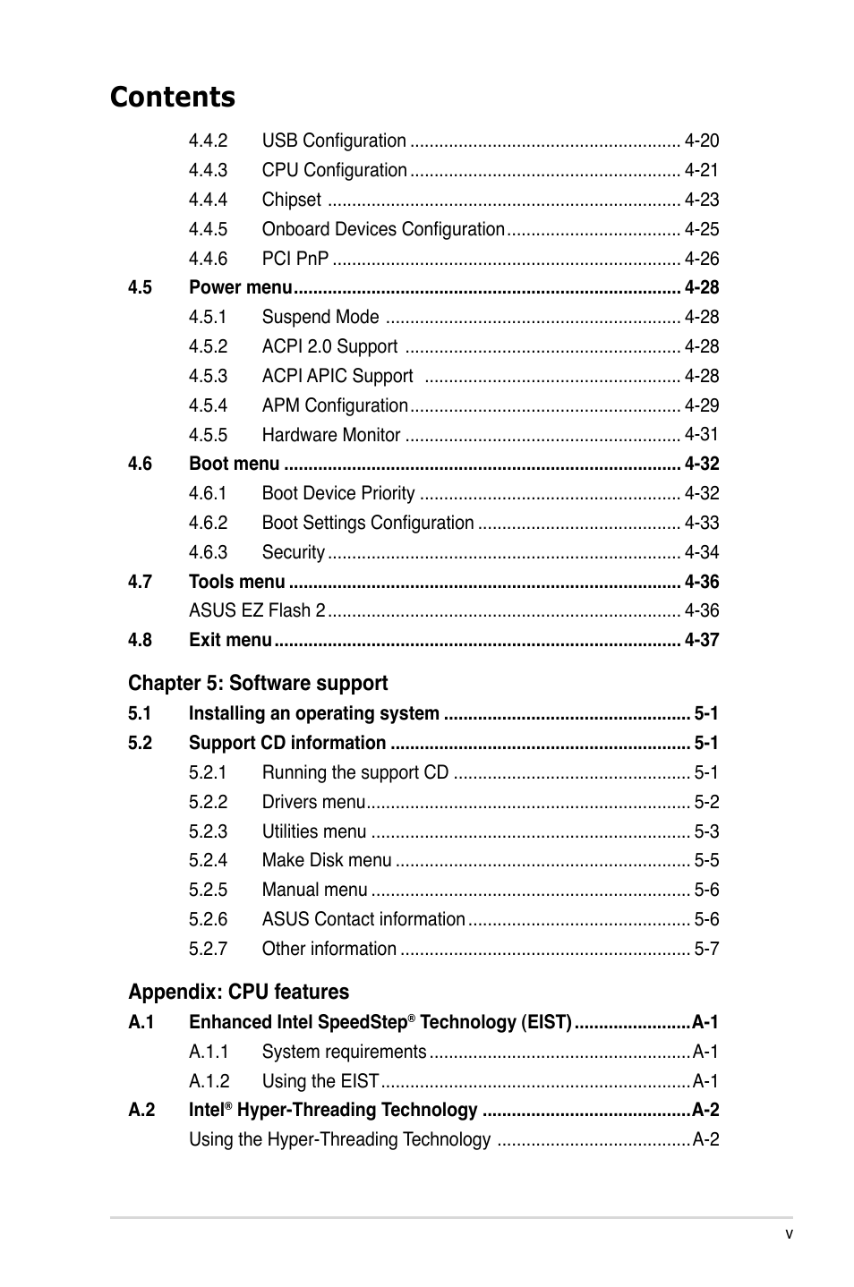 Asus P5GC User Manual | Page 5 / 110