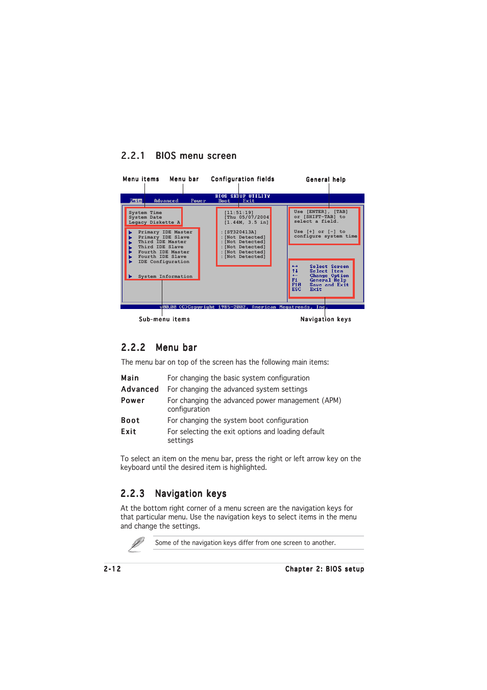 2 menu bar menu bar menu bar menu bar menu bar | Asus P5RD1-VM User Manual | Page 58 / 92