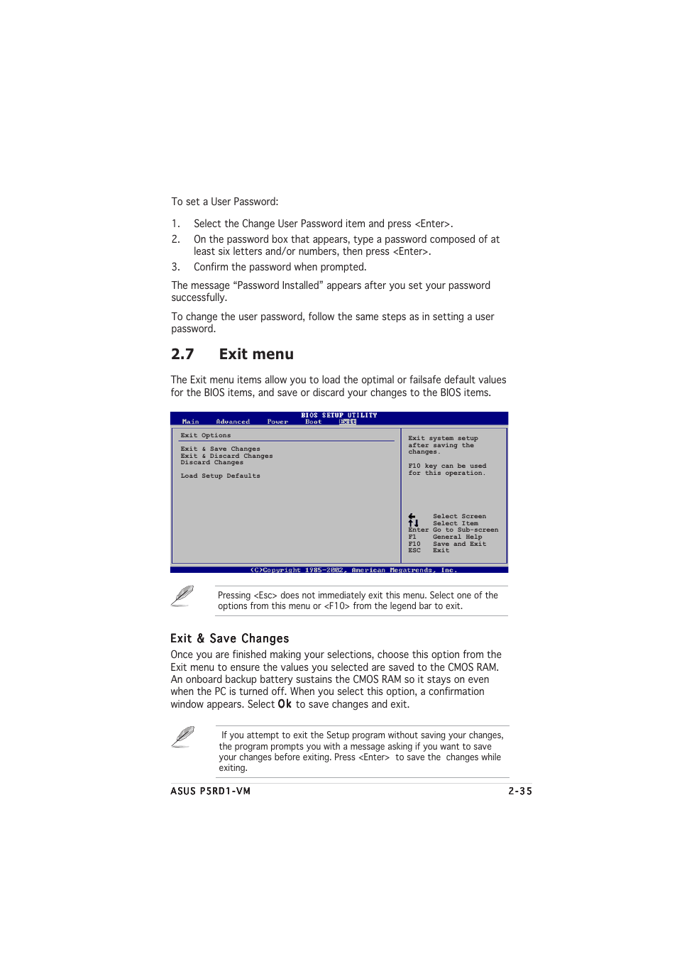 7 exit menu | Asus P5RD1-VM User Manual | Page 81 / 92