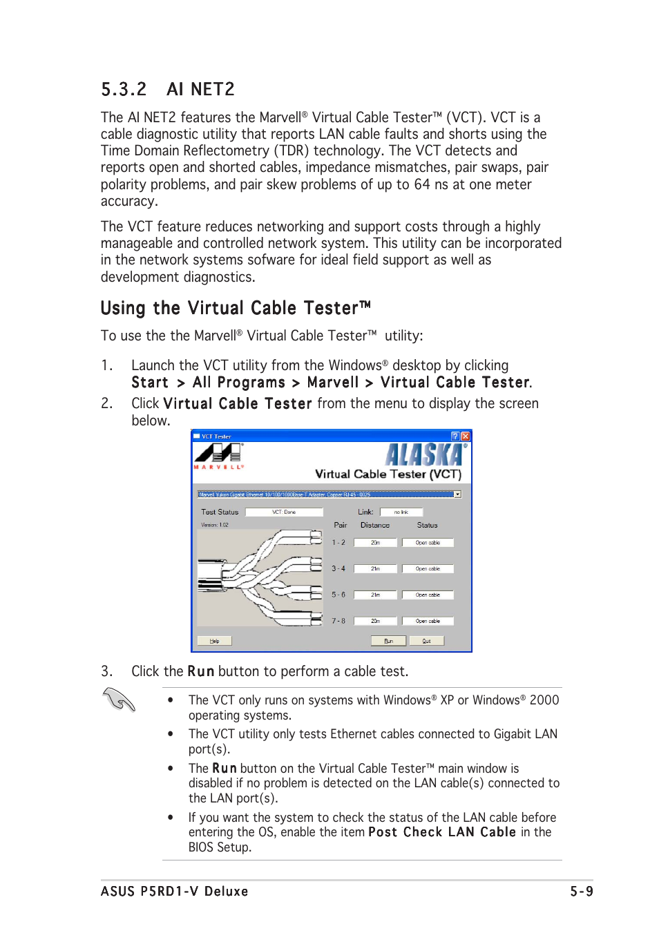 Using the virtual cable tester | Asus P5RD1-V Deluxe User Manual | Page 119 / 162