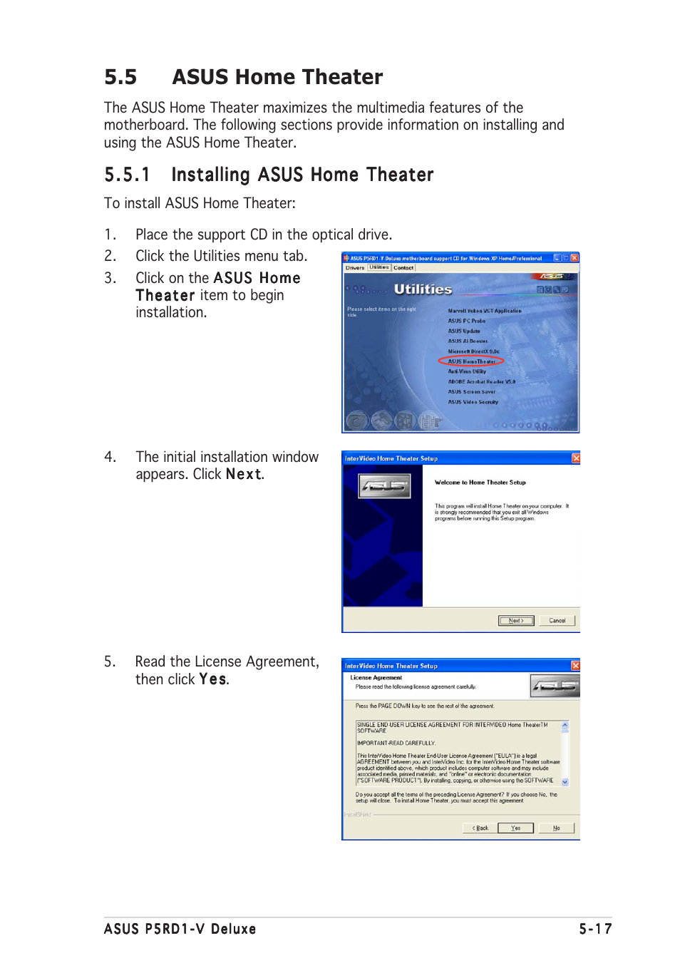 5 asus home theater | Asus P5RD1-V Deluxe User Manual | Page 127 / 162