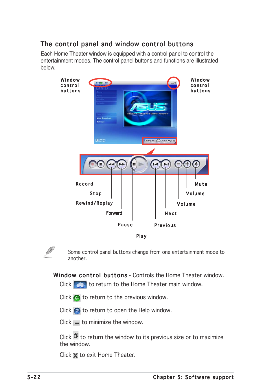 The control panel and window control buttons | Asus P5RD1-V Deluxe User Manual | Page 132 / 162