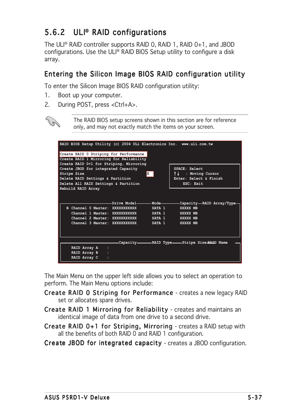 2 uli uli uli uli uli, Raid configurations | Asus P5RD1-V Deluxe User Manual | Page 147 / 162